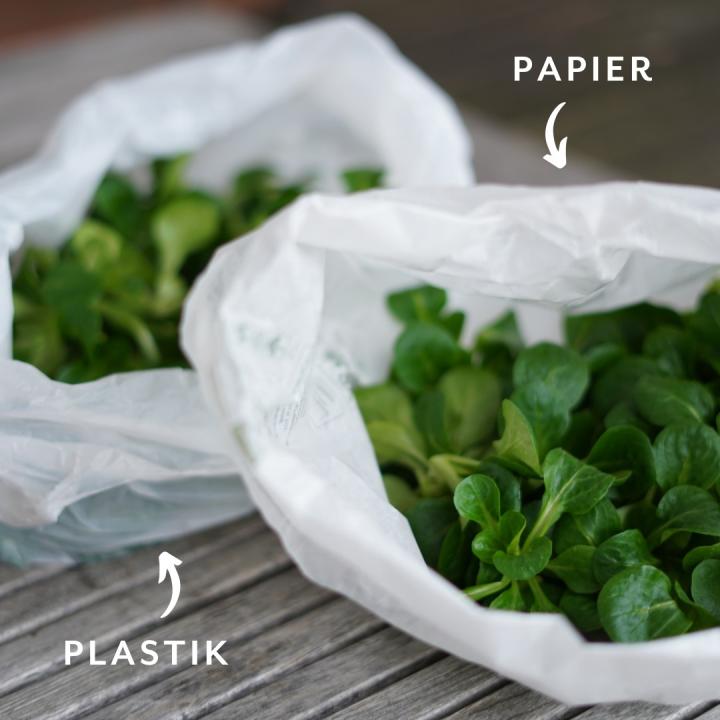 Plastik- und Papiertüte