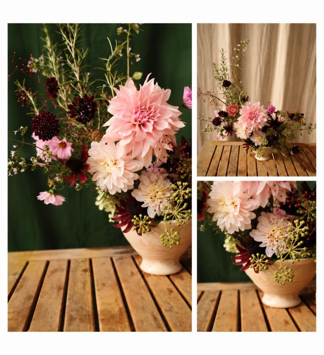 Warme florale Stillleben-Collage