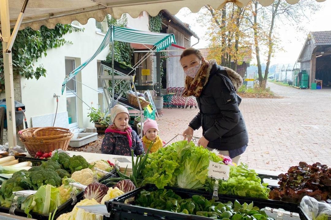 Outdoor-Gemüse vor Hofladen